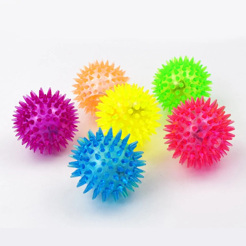 PAWS ASIA Amazon New Rubber Squeaky Glow  Exercise Interactive Thorn Pet Toys Ball Dog
