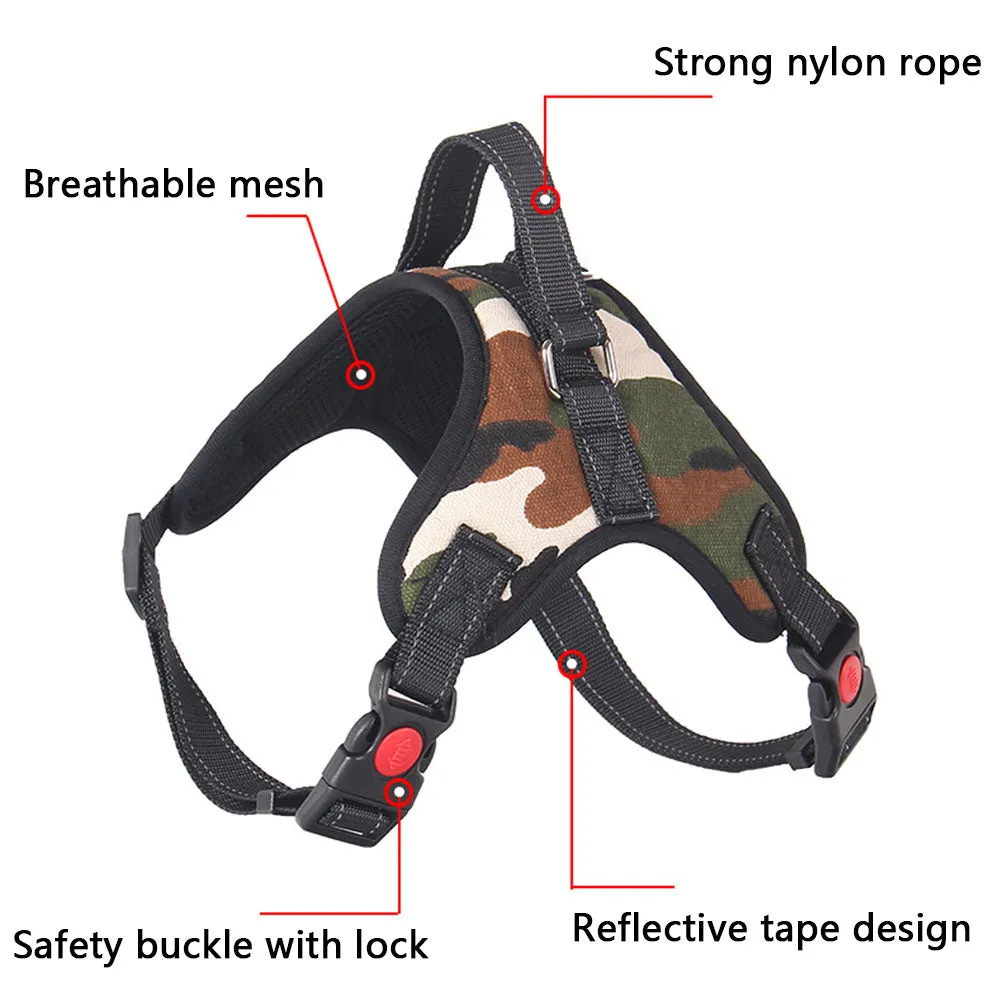 PAWS ASIA Factory Low Moq Oxford Reflective Training Adjustable No Pull Large Dog Harness With Handle
