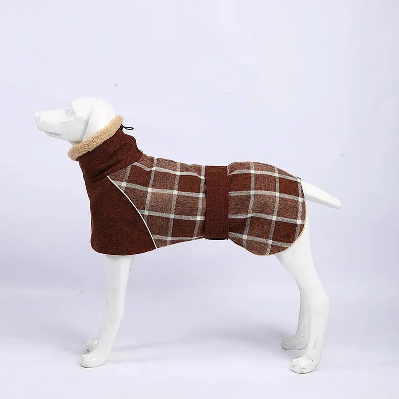 Pet Clothes - Autumn & Winter Plaid Cotton Jacket  Warm Dog Coat