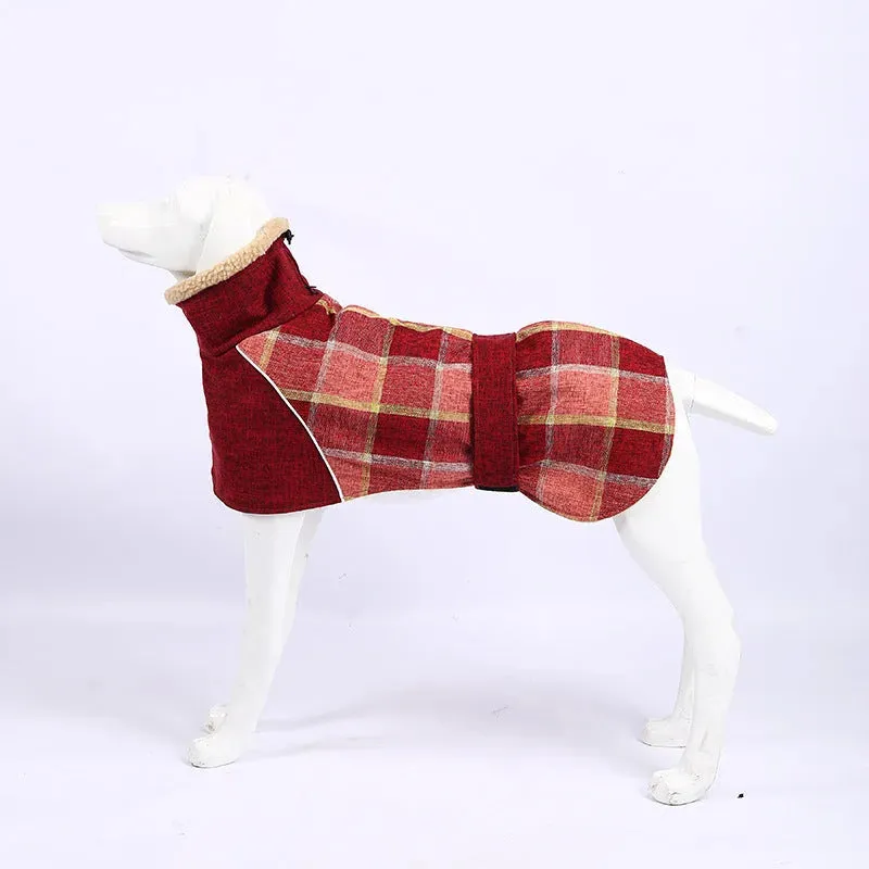 Pet Clothes - Autumn & Winter Plaid Cotton Jacket  Warm Dog Coat