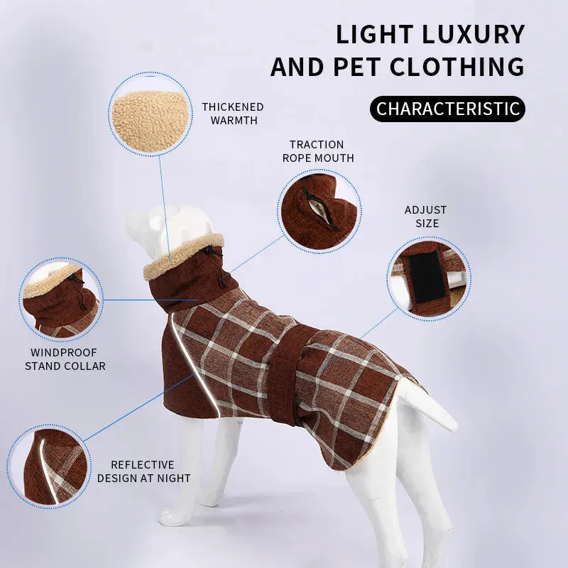 Pet Clothes - Autumn & Winter Plaid Cotton Jacket  Warm Dog Coat