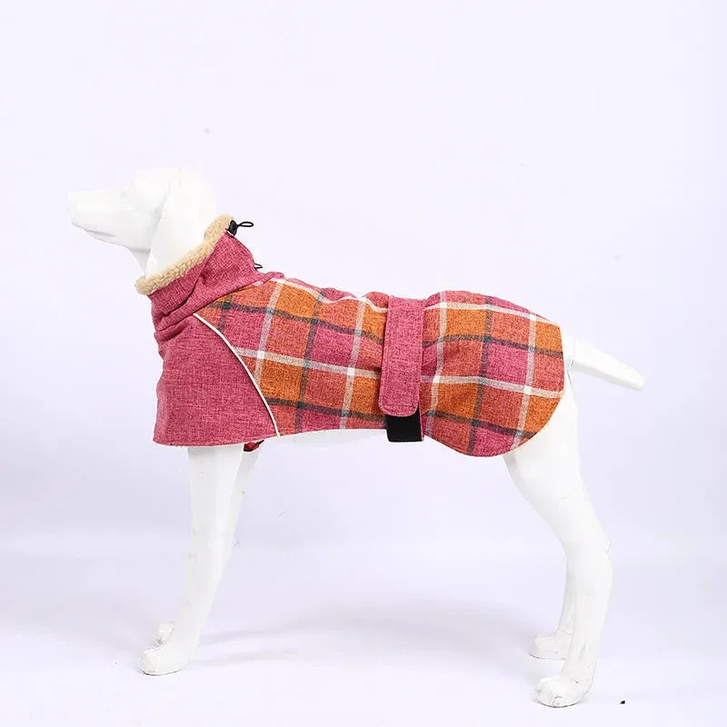 Pet Clothes - Autumn & Winter Plaid Cotton Jacket  Warm Dog Coat