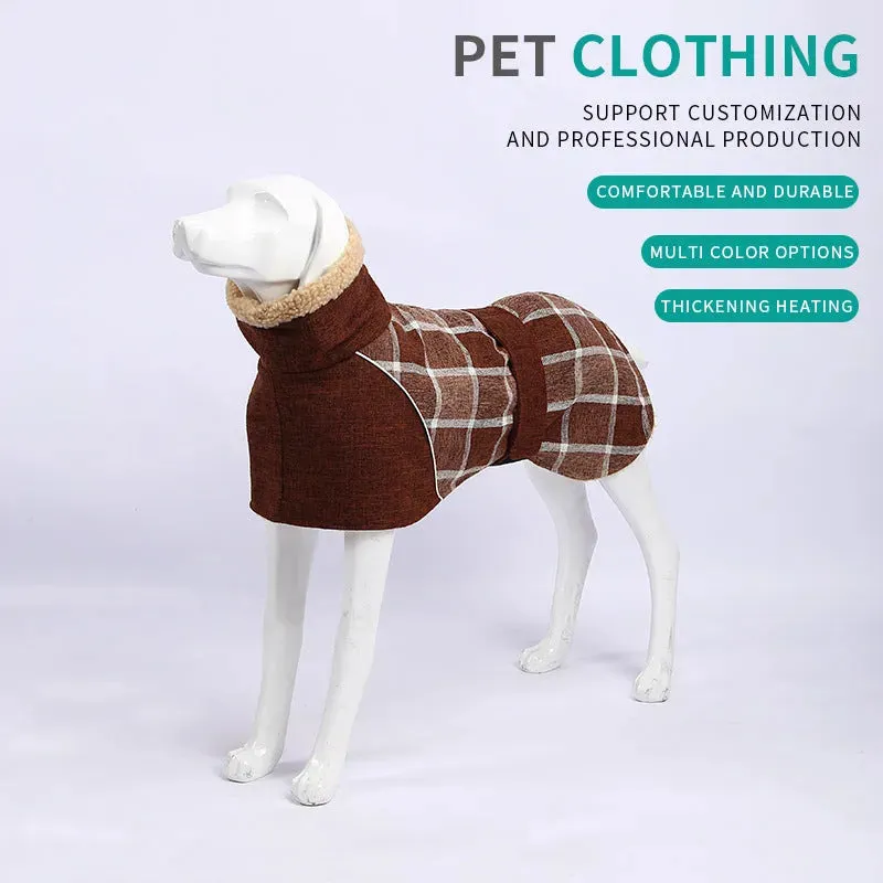 Pet Clothes - Autumn & Winter Plaid Cotton Jacket  Warm Dog Coat