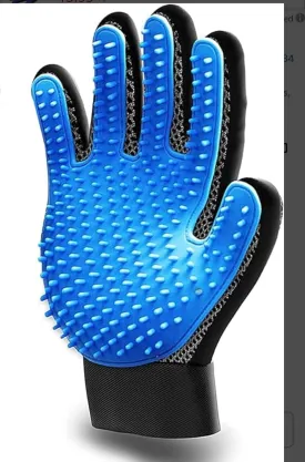 Pet Hair Removal Gloves for Cats and Dogs, Soft and Comfortable, Blue