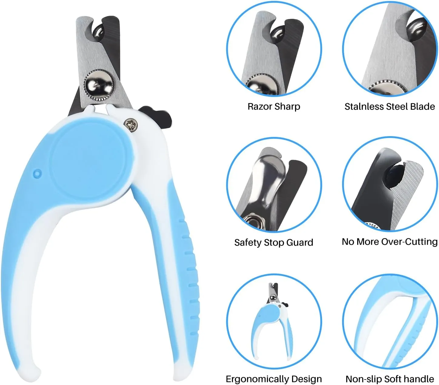 Pet Nail Clippers, Dog Nail Trimmers with Safety Guard to Avoid Excessive Cutting Nails, Dog Grooming Clippers has a Variety of Colors Suitable for Dogs, Cats and Other PetsBlue