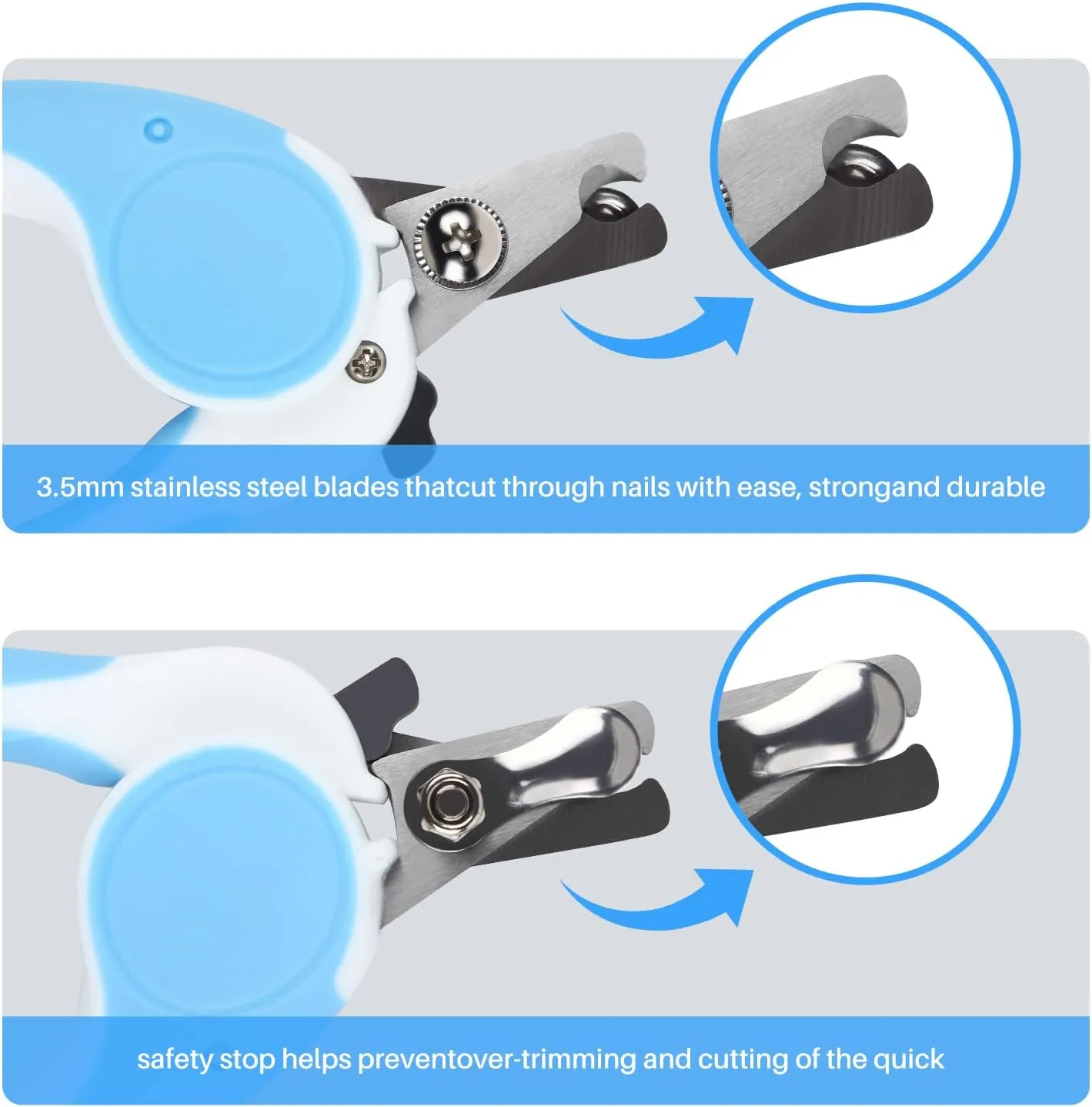 Pet Nail Clippers, Dog Nail Trimmers with Safety Guard to Avoid Excessive Cutting Nails, Dog Grooming Clippers has a Variety of Colors Suitable for Dogs, Cats and Other PetsBlue