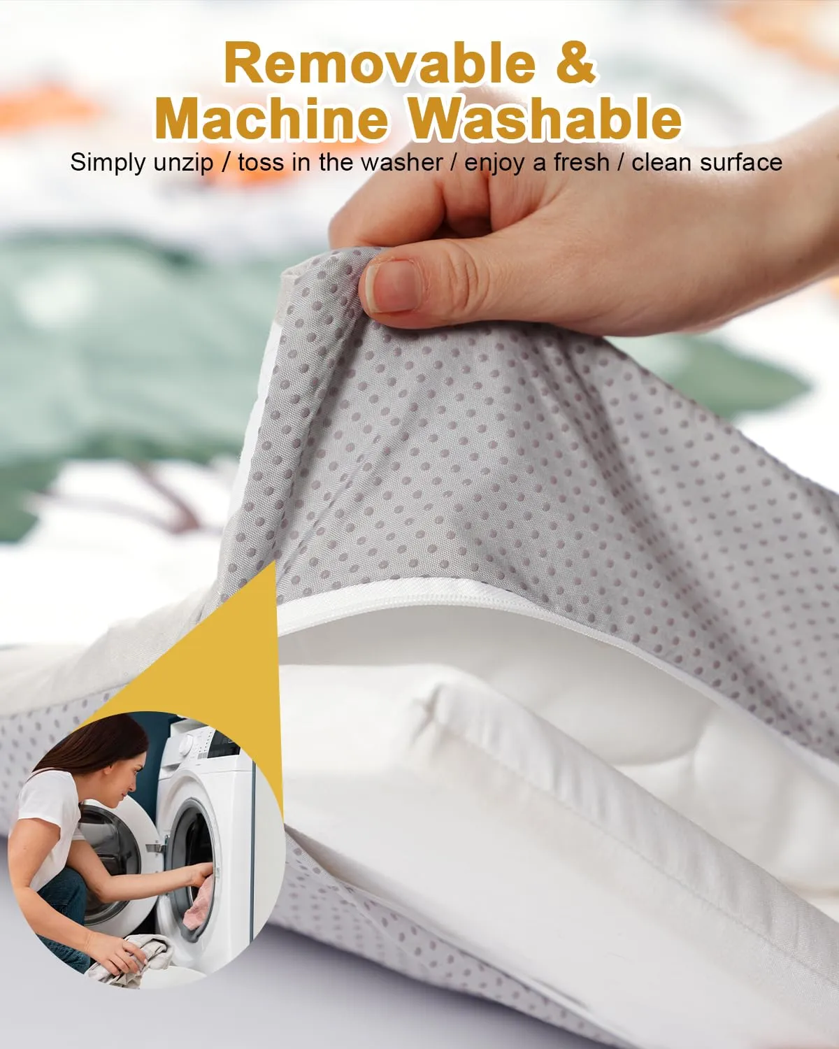 Premium Foam Baby Play Mat 50" x 50"  Removable & Machine Washable Cover, Extra Thick Padding Playpen Mat, Non-Slip Crawling Mat, Easy to Clean for Infants, Toddlers & Babies
