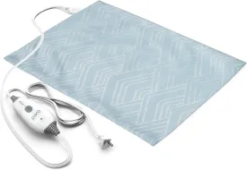 Pure Enrichment PureRelief Express Designer Series Electric Heating Pad - 12 x 15 Fast-Heating with 4 Heat Settings, Machine-Washable Fabric, & 2-Hour Auto Safety Shut-Off - Cerulean Diamond