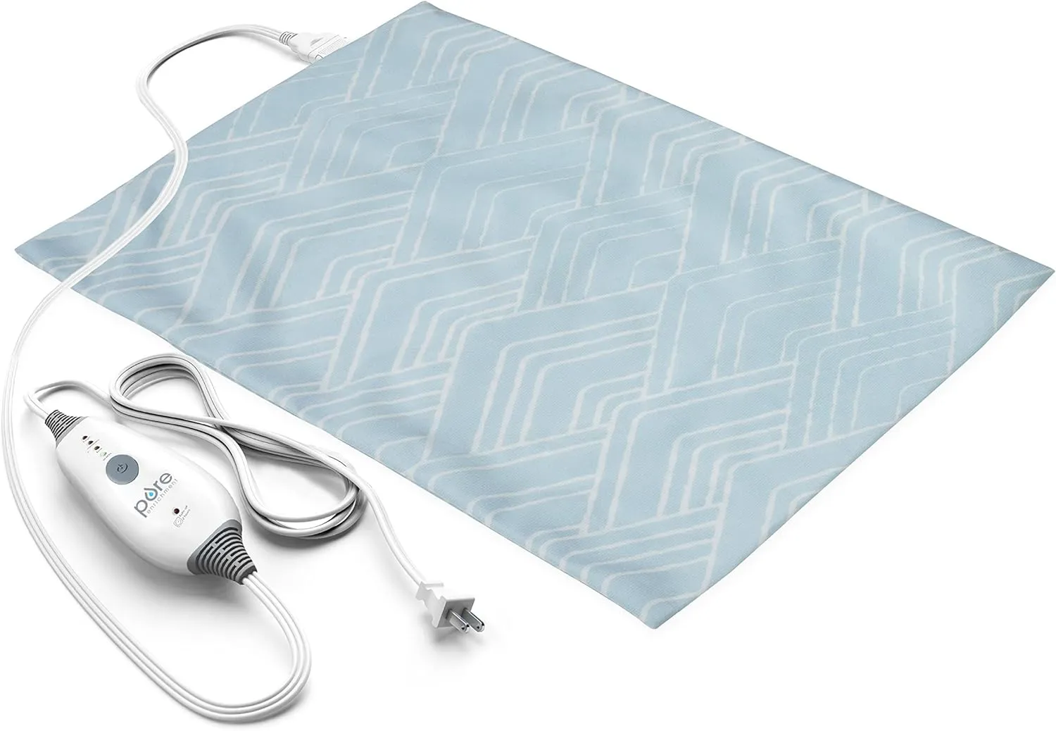 Pure Enrichment PureRelief Express Designer Series Electric Heating Pad - 12 x 15 Fast-Heating with 4 Heat Settings, Machine-Washable Fabric, & 2-Hour Auto Safety Shut-Off - Cerulean Diamond