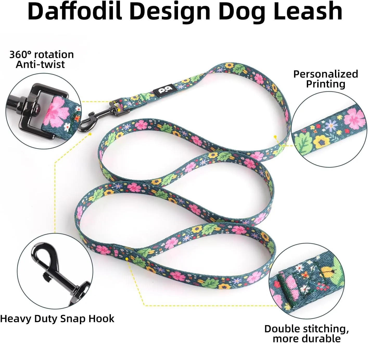 QQPETS Dog Harness Collar Leash - No Pull Pet Adjustable Back Clip Halter Basic Collar Heavy Duty 5FT Anti-Twist Leash for Extra Small Puppy Medium Large Breed Training (XS,Leaves)