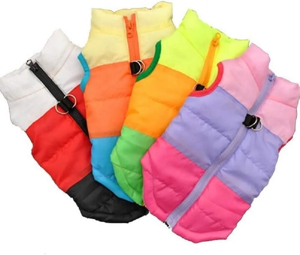 Quilted Striped Color Block Puffer Vest Coat for Small Pets Dogs and Cats (XS, Purple Pink)