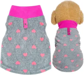 Rbenxia Grey Dog Heart Sweater with Leash Ring - Soft Fleece Vest Pullover Jacket for Small Puppy & Cat Pets (X-Small)