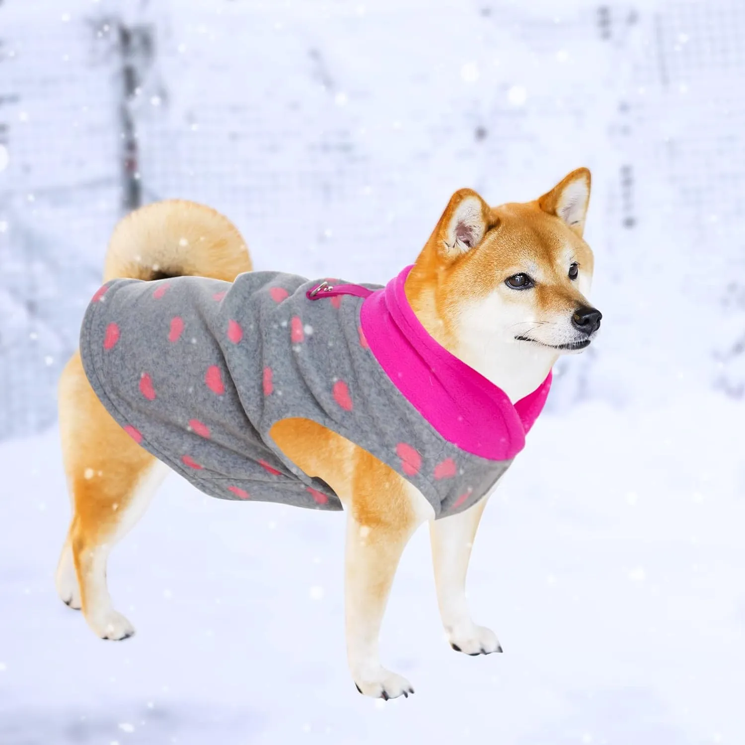 Rbenxia Grey Dog Heart Sweater with Leash Ring - Soft Fleece Vest Pullover Jacket for Small Puppy & Cat Pets (X-Small)