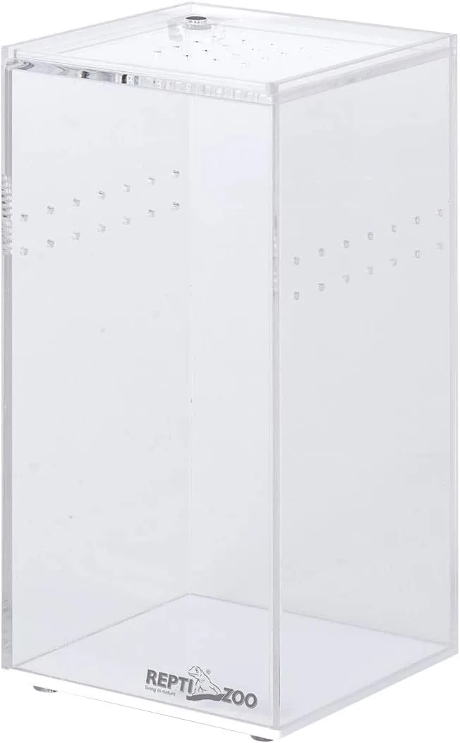 REPTI ZOO Magnetic Acrylic Reptile Breeding Box, 3"x3"x6" Transparent Feeding Box with Sliding Cover Reptile Terrarium Cage Tank for Insect Reptiles Tarantulas
