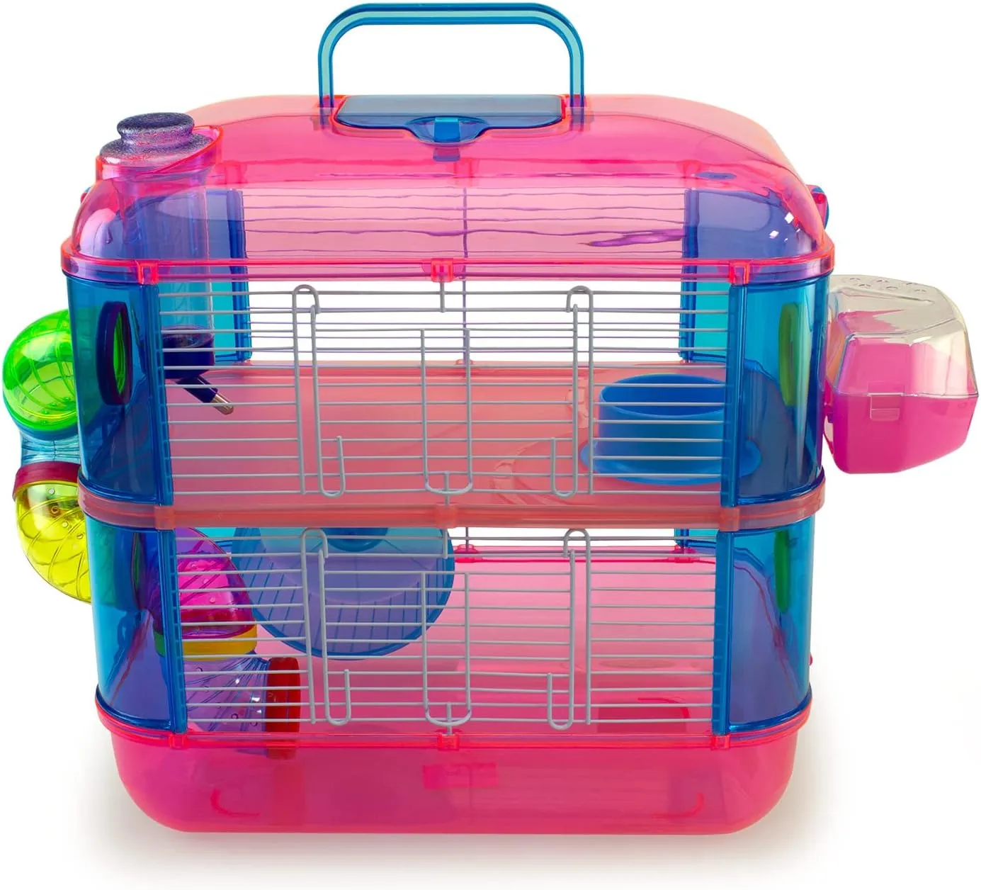 Rodent Cage for Hamsters, 2-Level, Orange, Blue or Pink, 40 x 26 x 40 cm