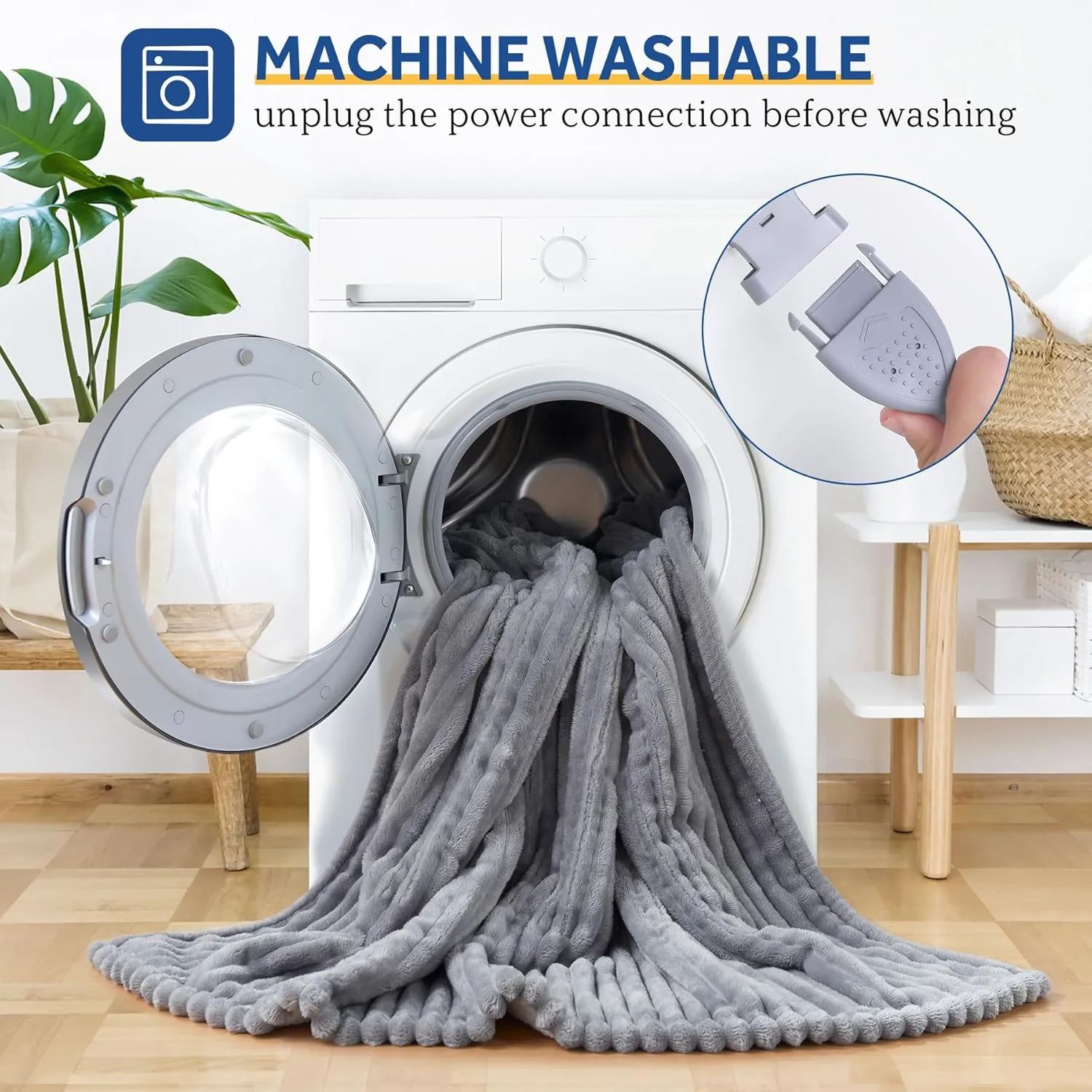 Sealy Electric Blanket Full Size, Soft Ribbed Flannel to Sherpa Reversible Heated Blanket with 10 Heat Settings & 1-12 Hours Auto-Off Overheat Protection, Machine Washable, 72"x84" Light Grey