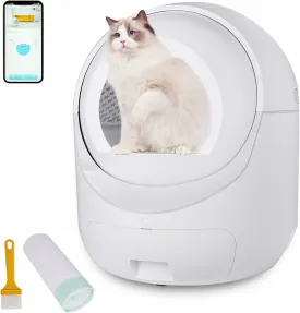 Self-Cleaning Cat Litter Box for Multiple Cats,Robot Litter Box with Cover, Smart APP Control with Garbage Bags/Brush