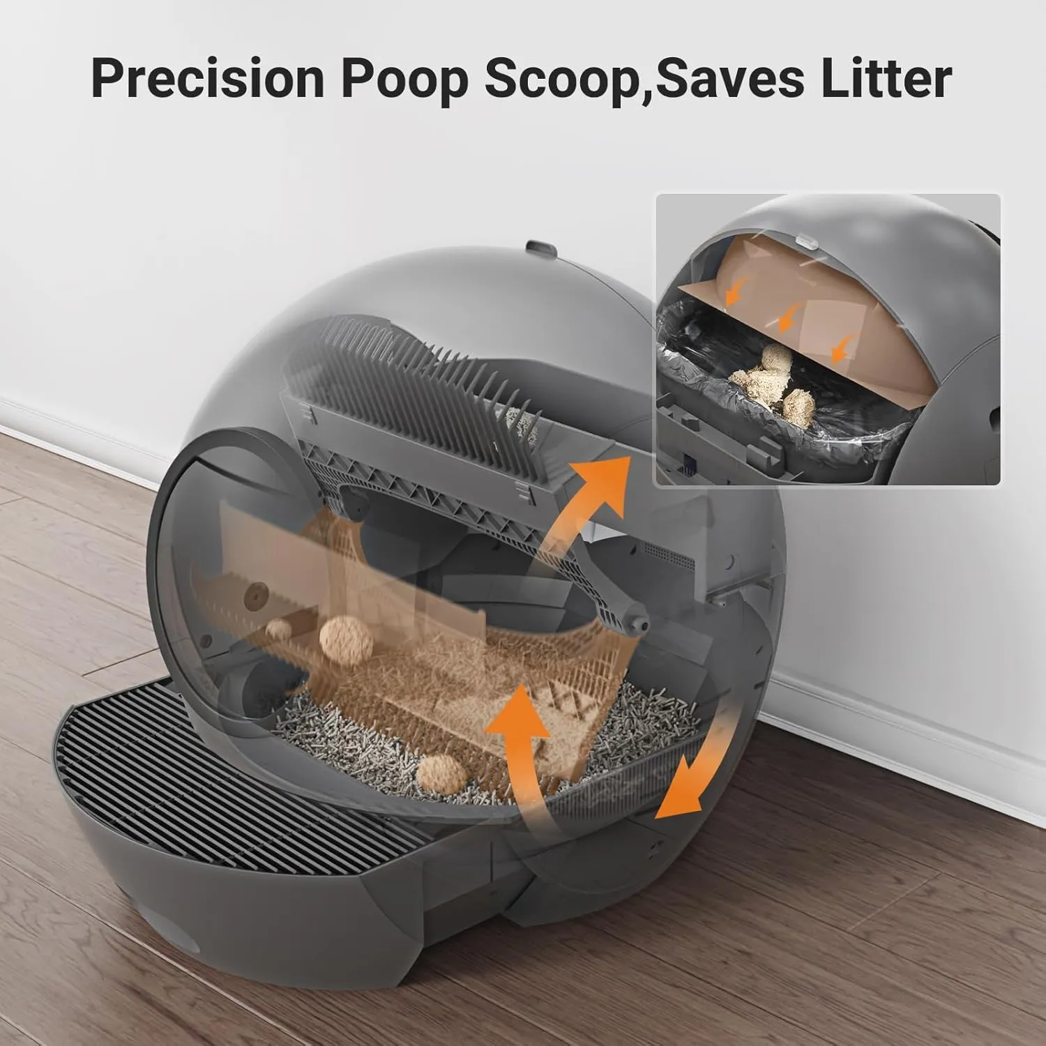 Self Cleaning Litter Box, Automatic Cat Litter Box Self Cleaning for Multi Cats, 60L Extra Large Robot Litter with Safety Sensor Protection, Odor Removal, APP Control Smart Kitty Box Black