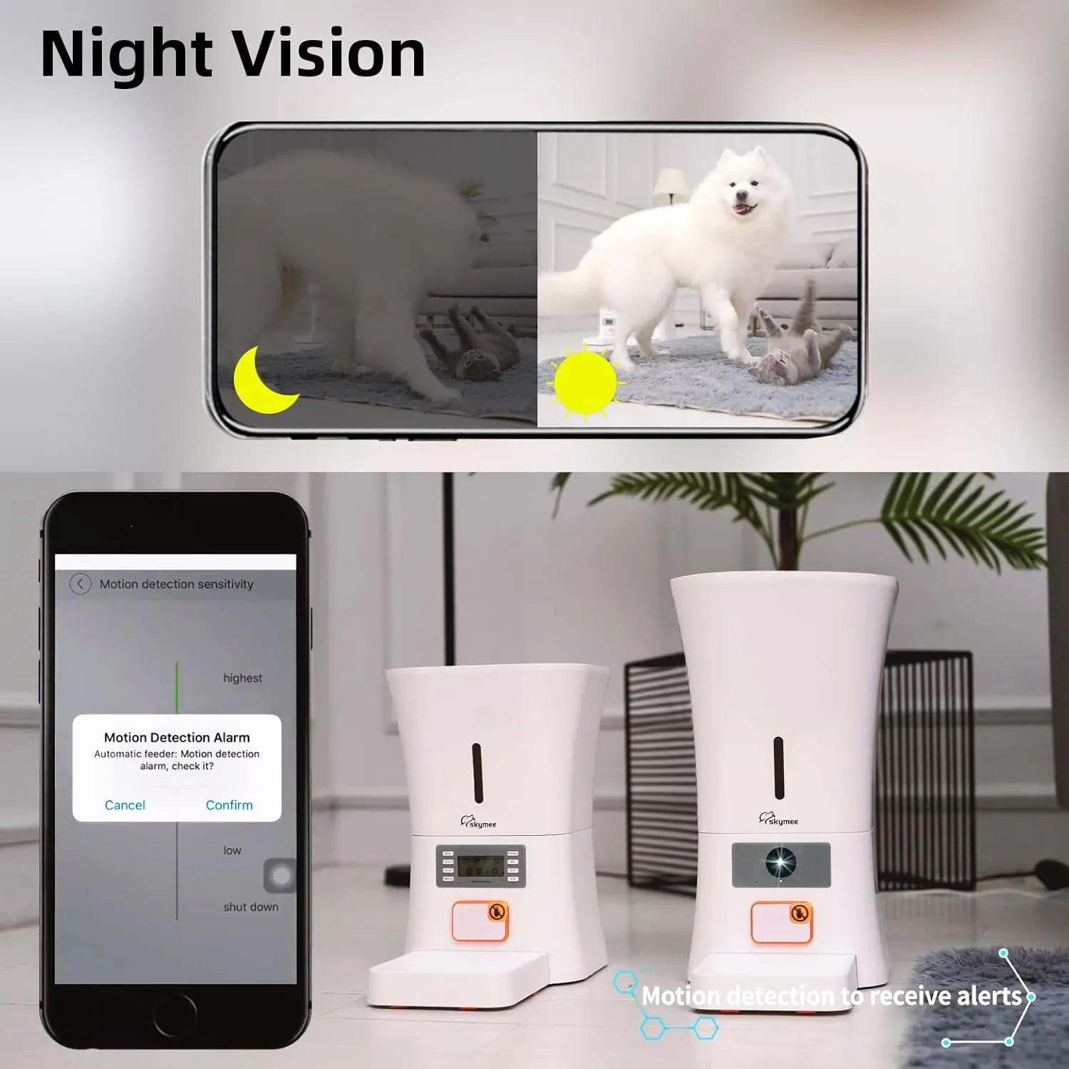 SKYMEE 12L 5G WiFi Aautomatic Dog Feeder Large Breed & Automatic cat feeders 1080P Full HD Pet Camera Treat Dispenser Food Dispenser