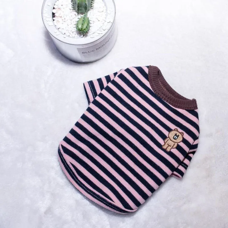 Striped Bear Pet Bottoming Shirt