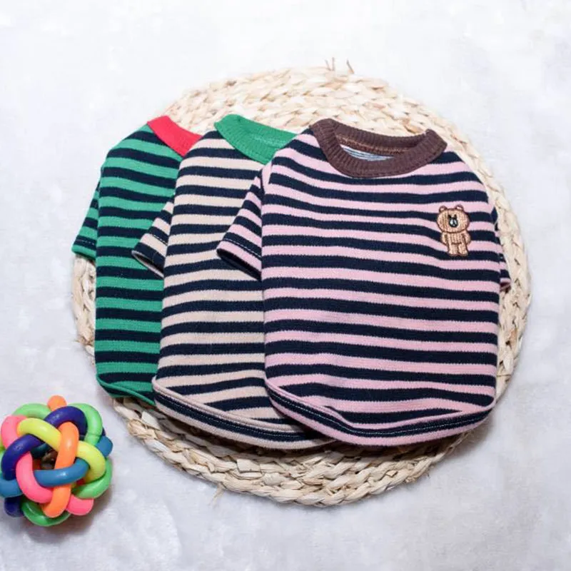 Striped Bear Pet Bottoming Shirt