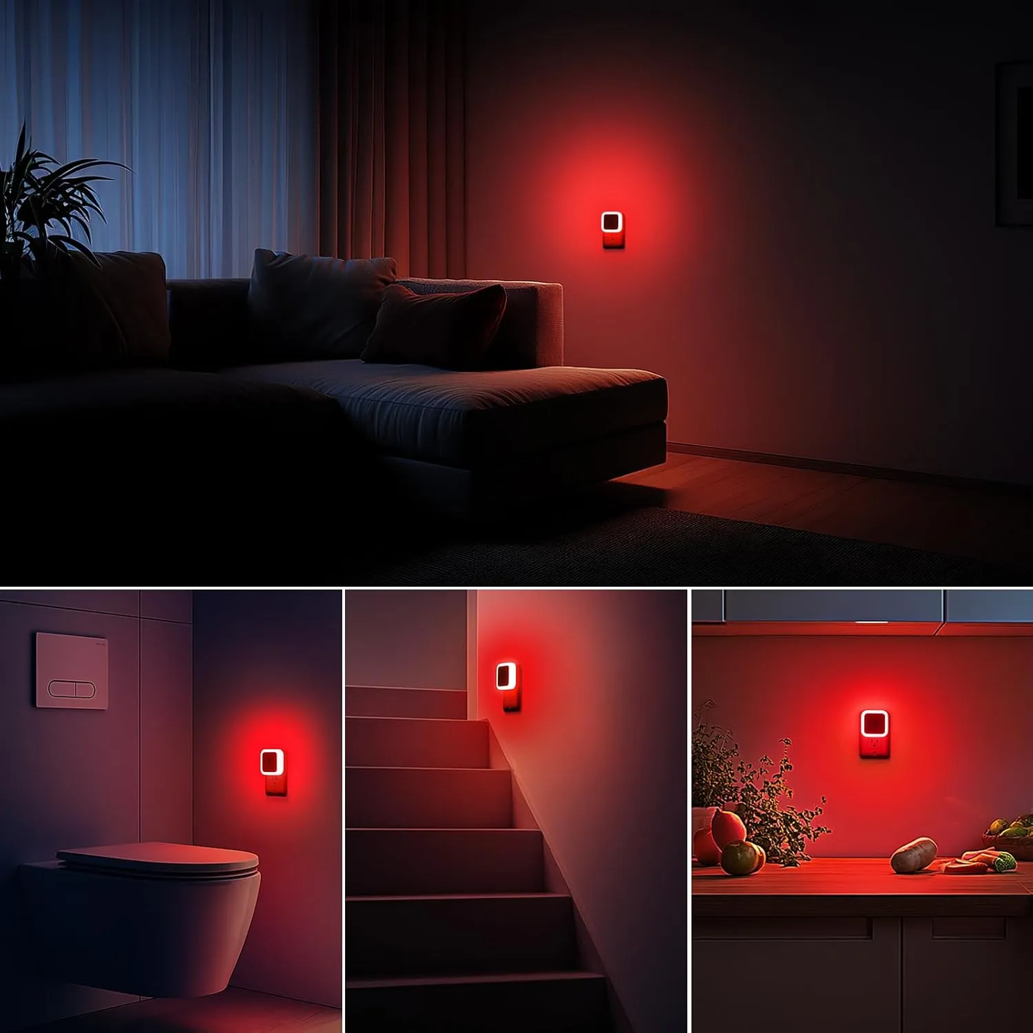 Sujeet Red Night Light, Night Lights Plug into Wall 4-Pack, Nightlight Plug in Night Light, Dusk to Dawn Night Lamp Led Night Lights for Adults Bedroom, Bathroom, Hallway