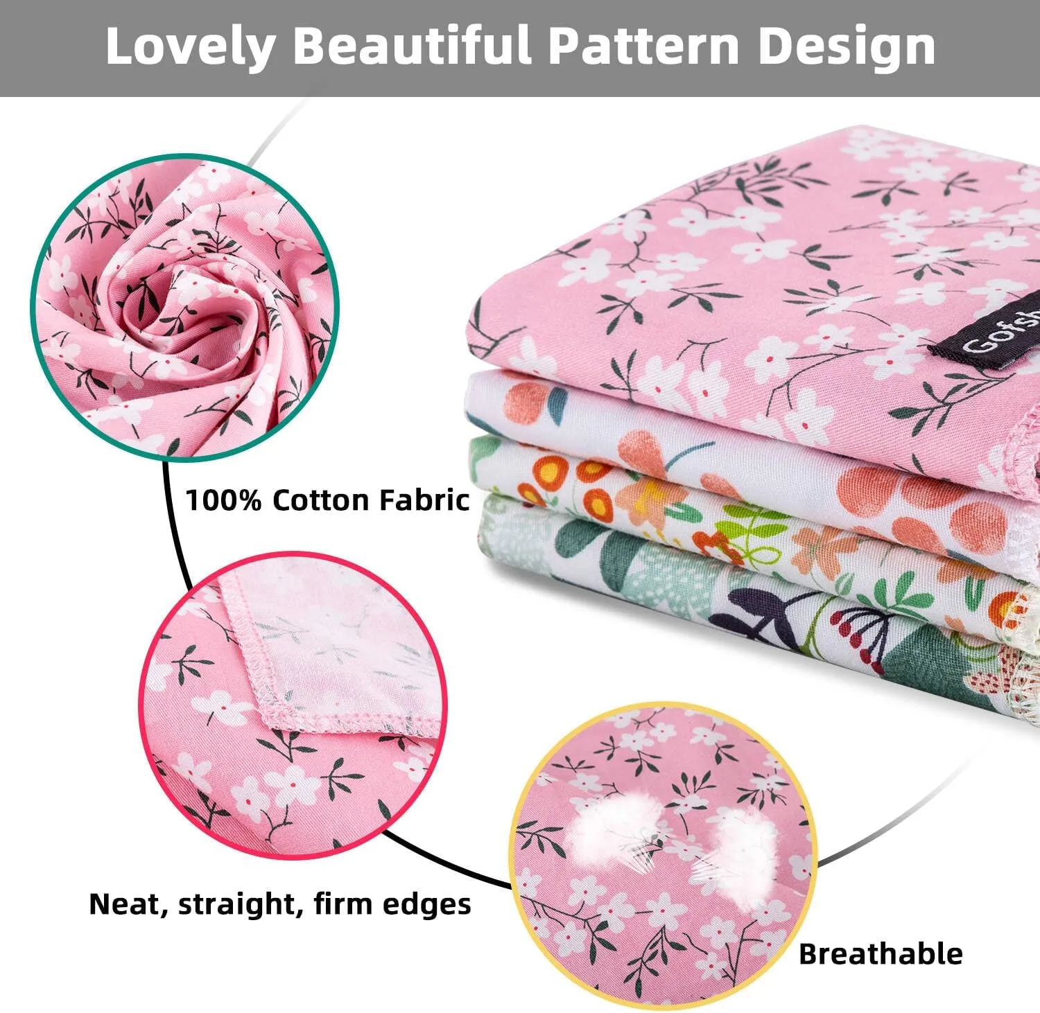 Summer Spring Dog Bandanas-4PCS Pink Green Orange Floral Printing Dog Scarf Bib Kerchief Breed for Girl Dogs Small XS Pets Gift