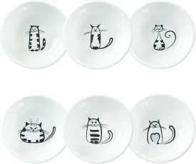 Super Cute Cat Ceramic Sauce Dish/Seasoning Bowl/Sushi Soy Dipping Bowl/Appetizer Plates/Serving Dish for Kitchen Home (Set of 6)