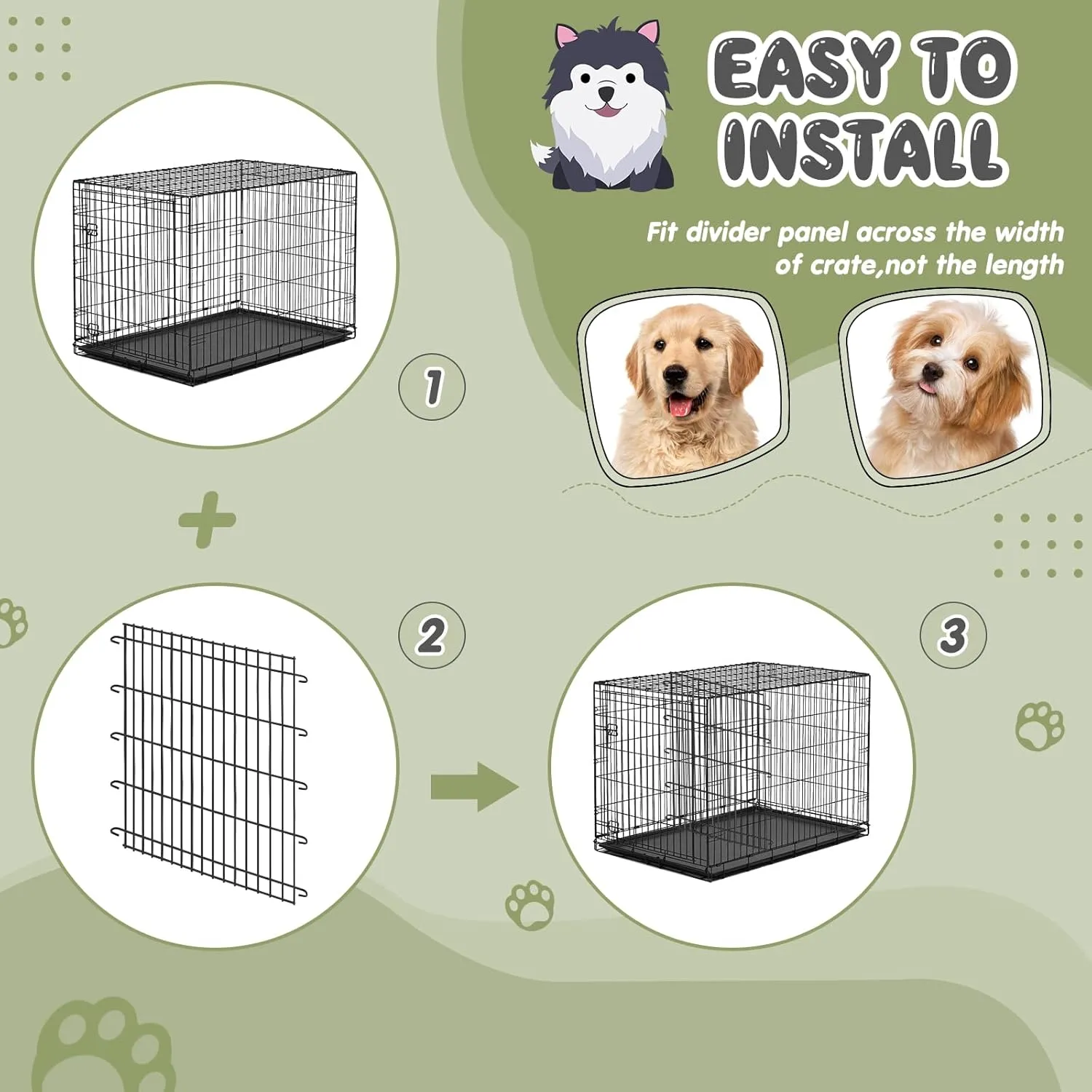 Tandefio 2 Pcs Dog Crate Divider Panel Metal Pets Divider Panel Dog Crate for Pets(42 Inches)