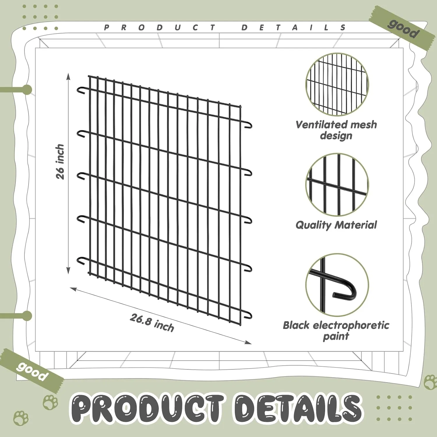 Tandefio 2 Pcs Dog Crate Divider Panel Metal Pets Divider Panel Dog Crate for Pets(42 Inches)