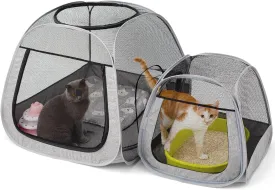 Tenrai Portable Cat Playpen, Trapezoidal Design for Better Standing, Foldable Pet Tent for Outdoor and Indoor Use of Puppy and Kitten, Dog Play Enclosure, Cat Condos & Houses