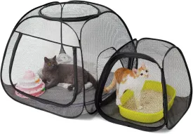 Tenrai Portable Cat Playpen, Trapezoidal Design for Better Standing, Foldable Pet Tent for Outdoor and Indoor Use of Puppy and Kitten, Dog Play Enclosure, Cat Houses & Condos