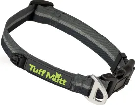 Tuff Mutt Dog Collars for Medium and Large Dogs, Reflective for High Visibility, Quick Release Buckle, Durable 1 Inch Wide Polyester, Fits 14-20 Inch Neck (Medium, Gray)