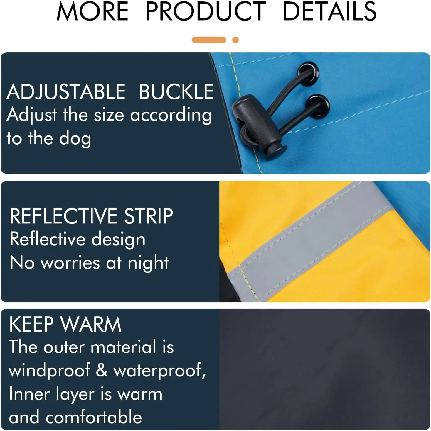 Windproof Dog Winter Jackets - Outdoor Coats with Waterproof Protection, Cold Weather Coats for Dogs, Blue Black XXXL