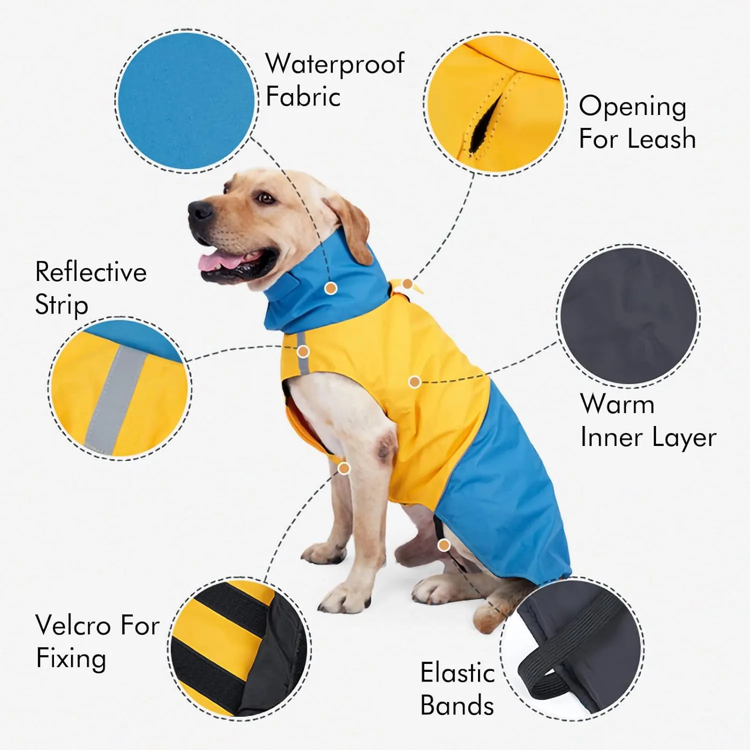 Windproof Dog Winter Jackets - Outdoor Coats with Waterproof Protection, Cold Weather Coats for Dogs, Blue Black XXXL