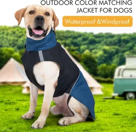 Windproof Dog Winter Jackets - Outdoor Coats with Waterproof Protection, Cold Weather Coats for Dogs, Blue Black XXXL