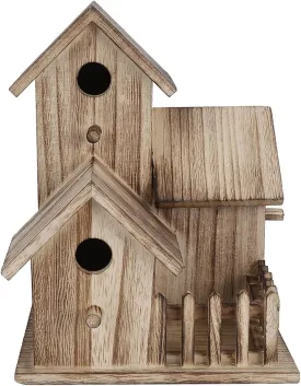 Wood Bird House Outdoor Birdhouse Wooden Birdhouse Small Outdoor Garden Bird Nesting Box Bird House Pet Decoration Squirrel Head Feeder (Beige, One Size)