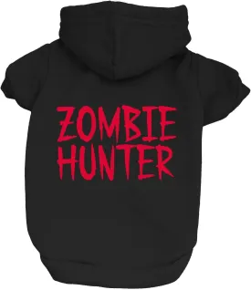 Zombie Hunter Costume Halloween Dog Hoodie Fleece Lined Pullover Sweatshirt with Leash Hole (Black, Medium 866)